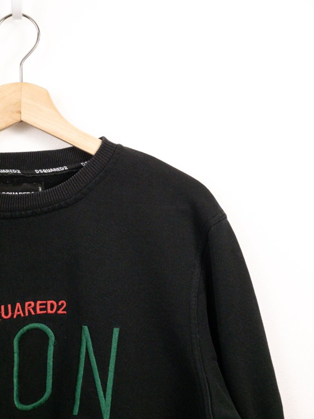 Dsquared2 Icon Outline Print Logo Crewneck Sweatshirt Black Green L - Picture 3 of 7